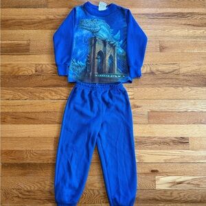 Vintage 90s Godzilla Two Piece Set, Pants Shirt, Size Youth 5, Movie Promo 1998